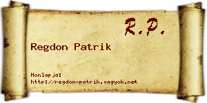 Regdon Patrik névjegykártya